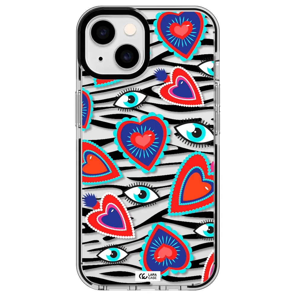 Eye Heart Apple iPhone 14 impact black border Case