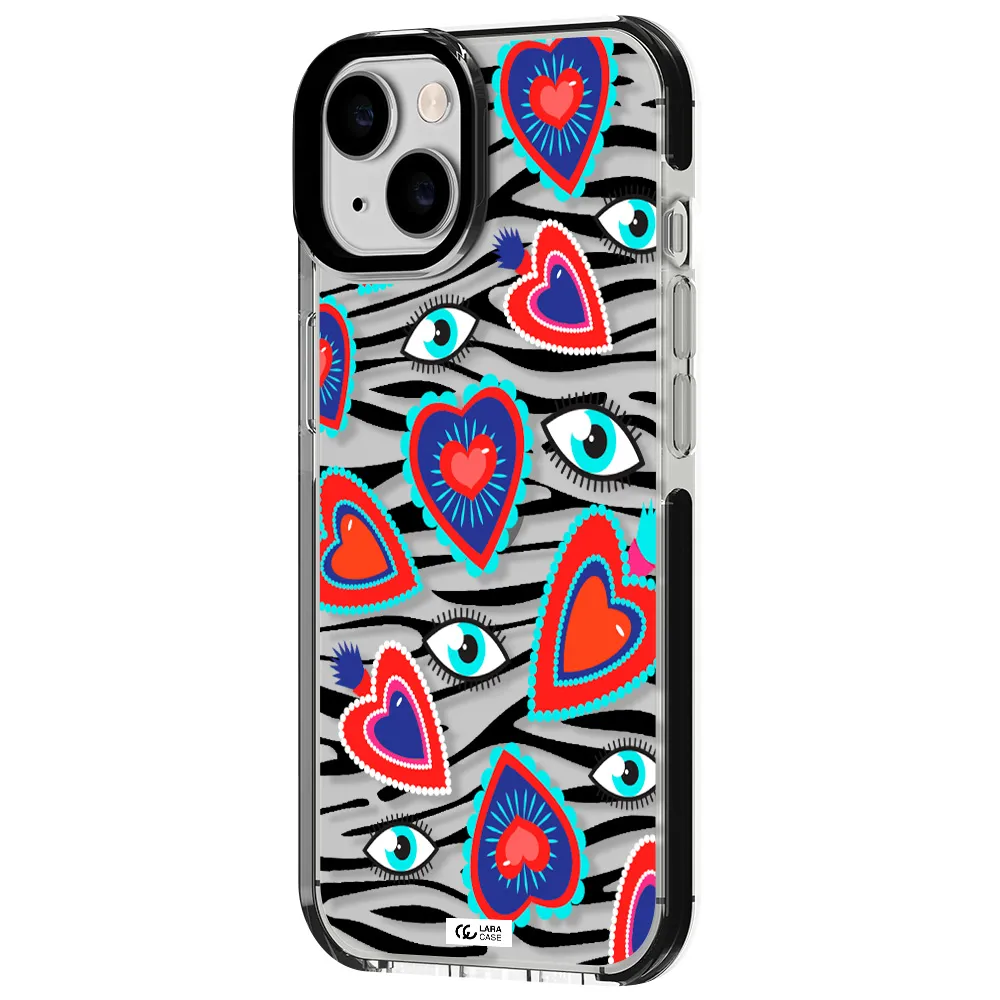 Eye Heart Apple iPhone 14 impact black border Case
