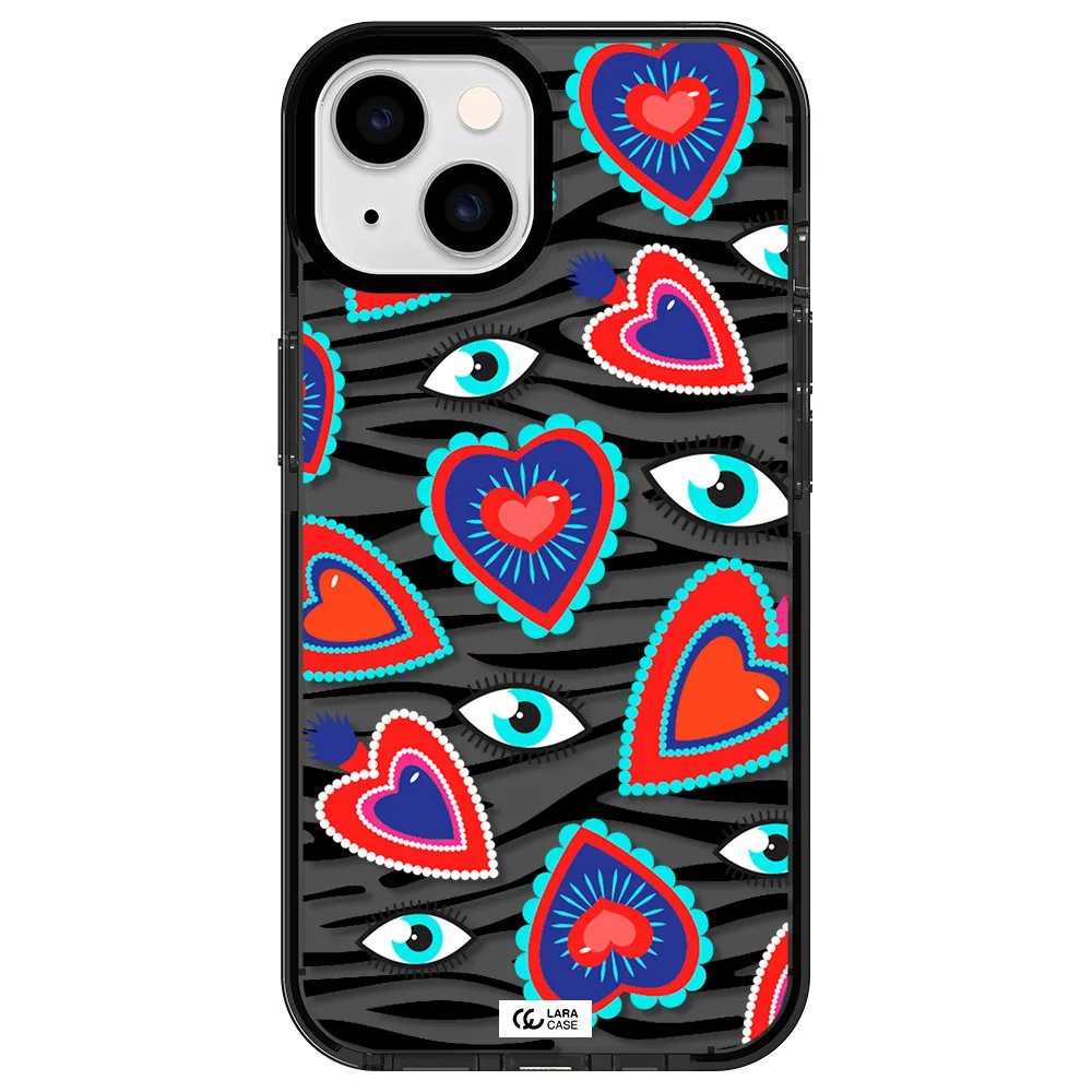 Eye Heart Apple iPhone 14 impact Smoke Black Case