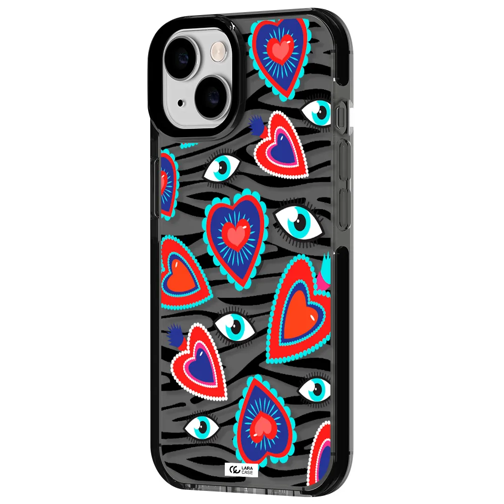 Eye Heart Apple iPhone 14 impact Smoke Black Case