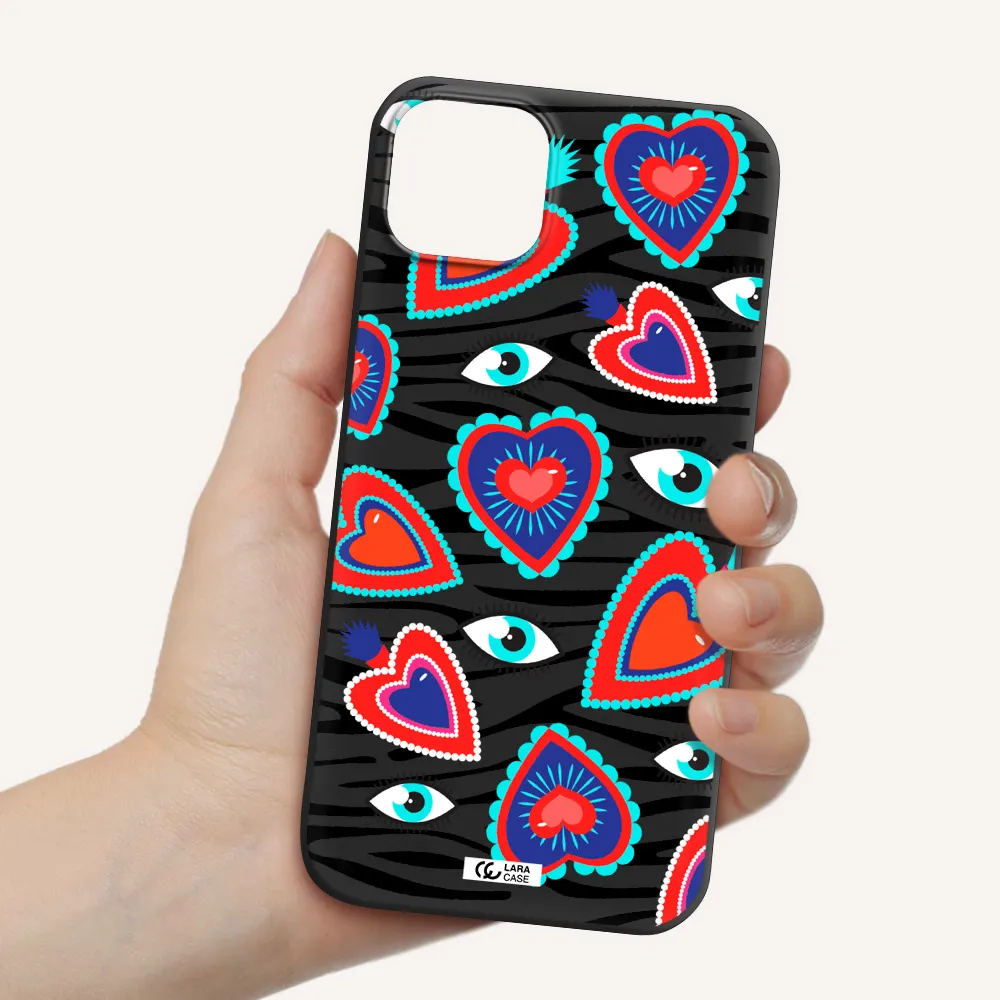 Eye Heart Apple iPhone 14 plus Silicone black Case