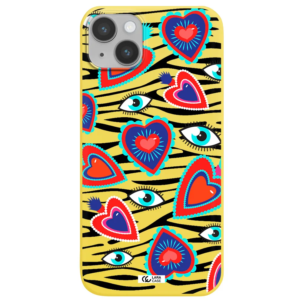 Eye Heart Apple iPhone 14 plus Silicone canary yellow Case