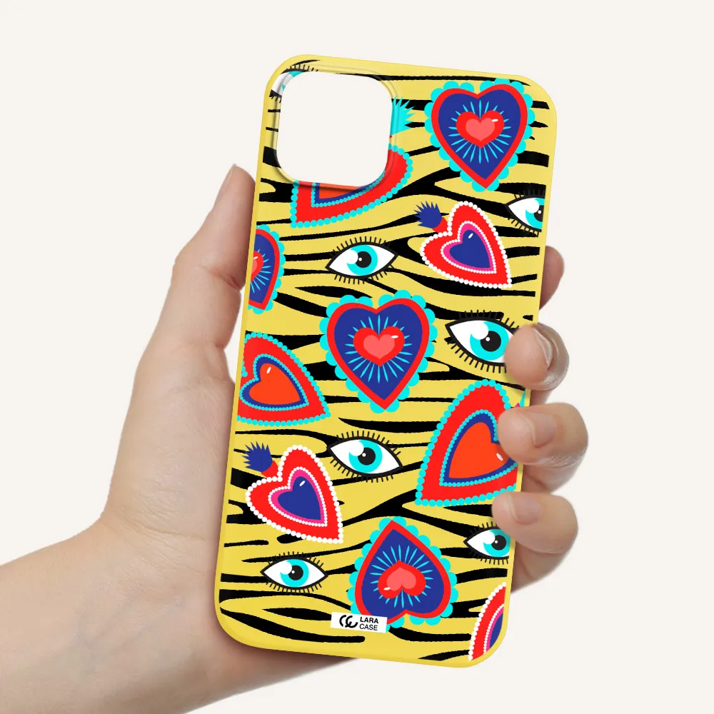 Eye Heart Apple iPhone 14 plus Silicone canary yellow Case