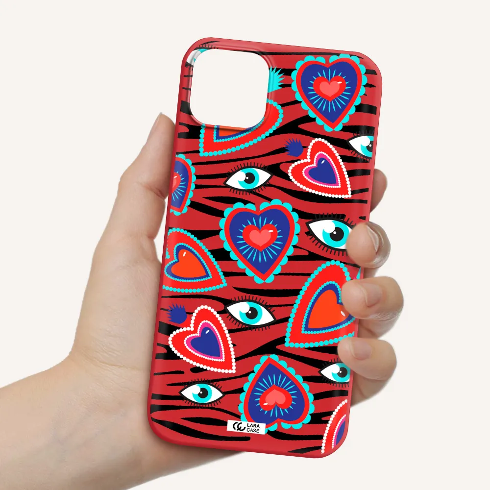 Eye Heart Apple iPhone 14 plus Silicone Imperial Red Case