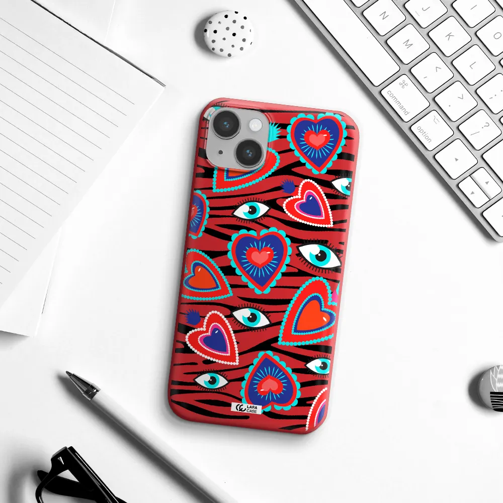Eye Heart Apple iPhone 14 plus Silicone Imperial Red Case