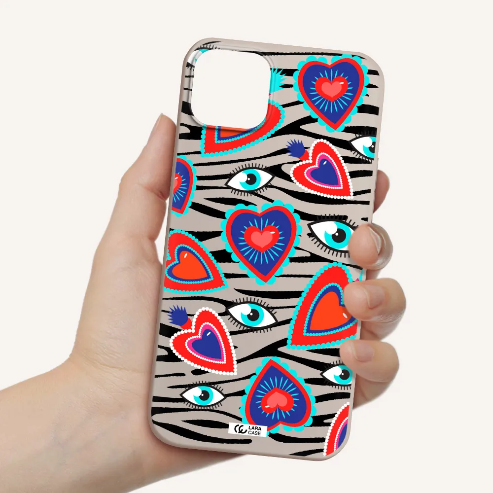 Eye Heart Apple iPhone 14 plus Silicone Stone Case
