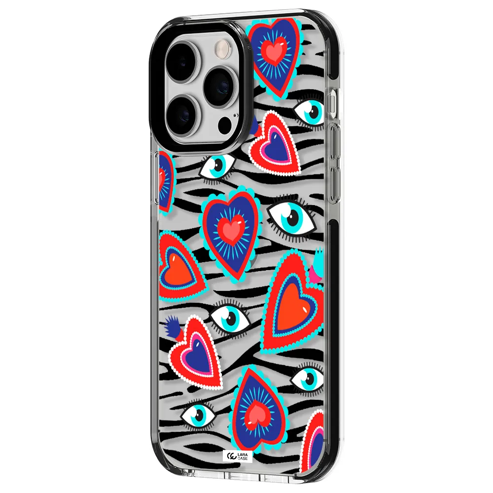 Eye Heart Apple iPhone 14 pro max impact black border Case