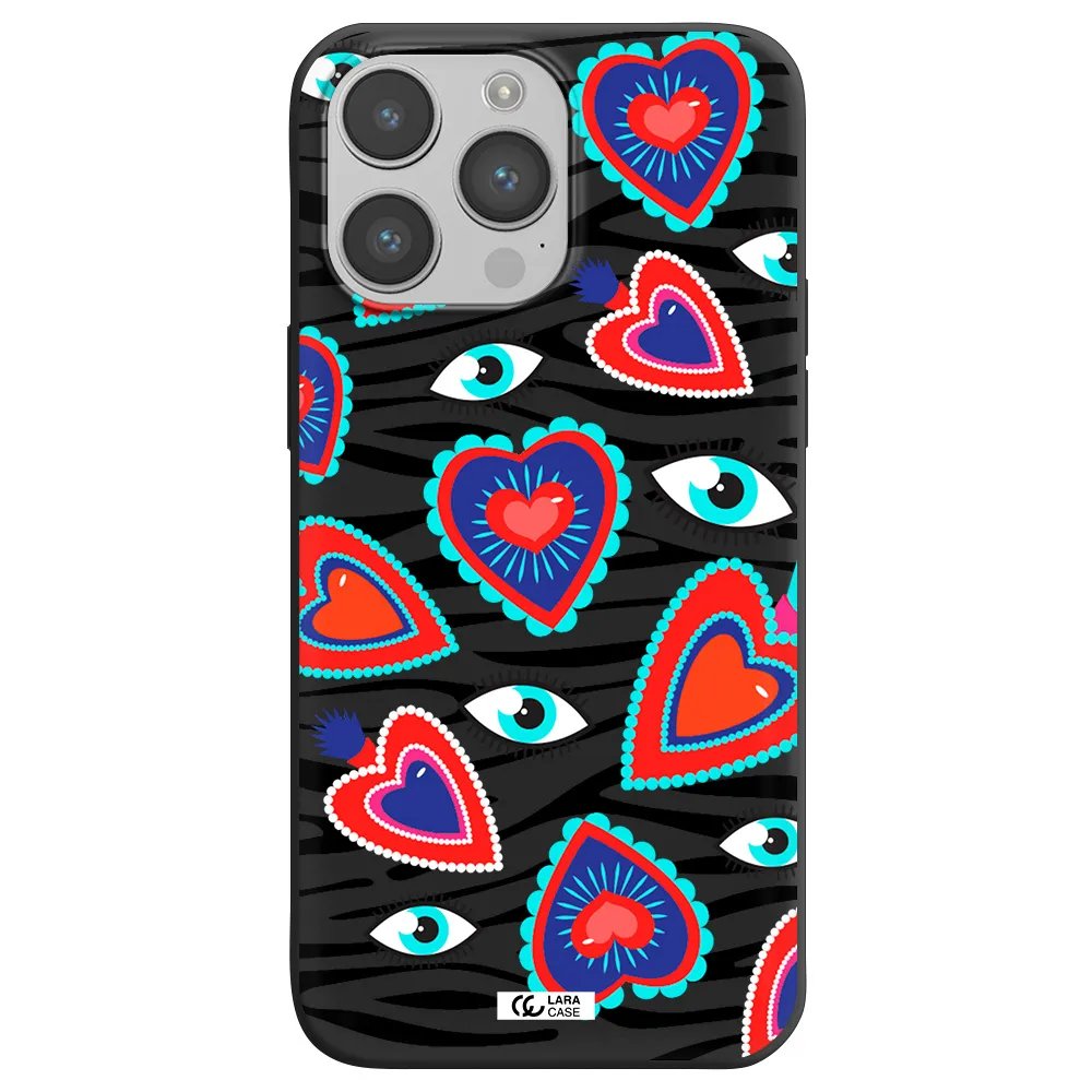 Eye Heart Apple iPhone 14 pro max Silicone black Case