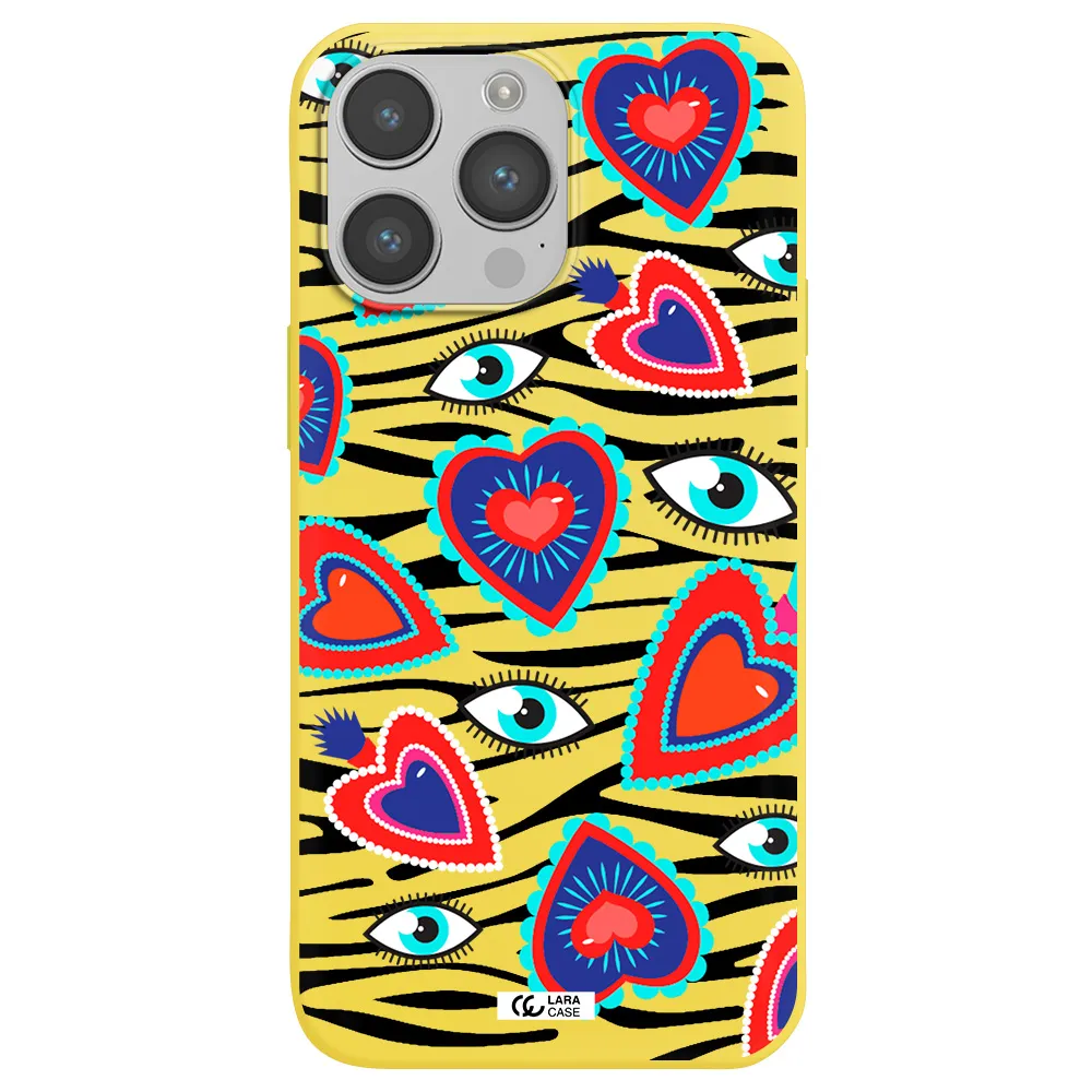 Eye Heart Apple iPhone 14 pro max Silicone canary yellow Case