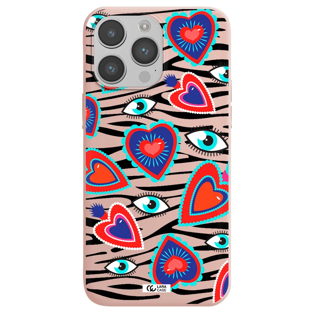 Eye Heart Apple iPhone 14 pro max Silicone pastel pink Case
