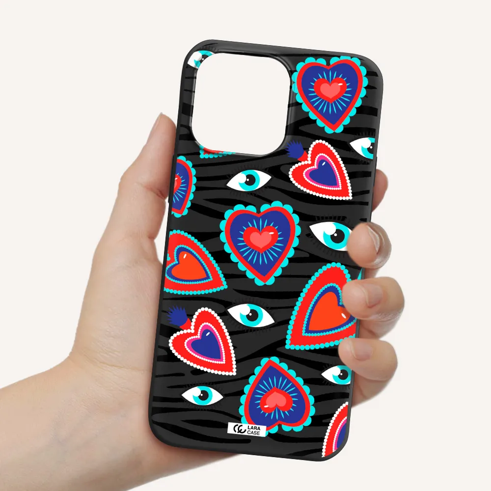 Eye Heart Apple iPhone 14 pro Silicone black Case