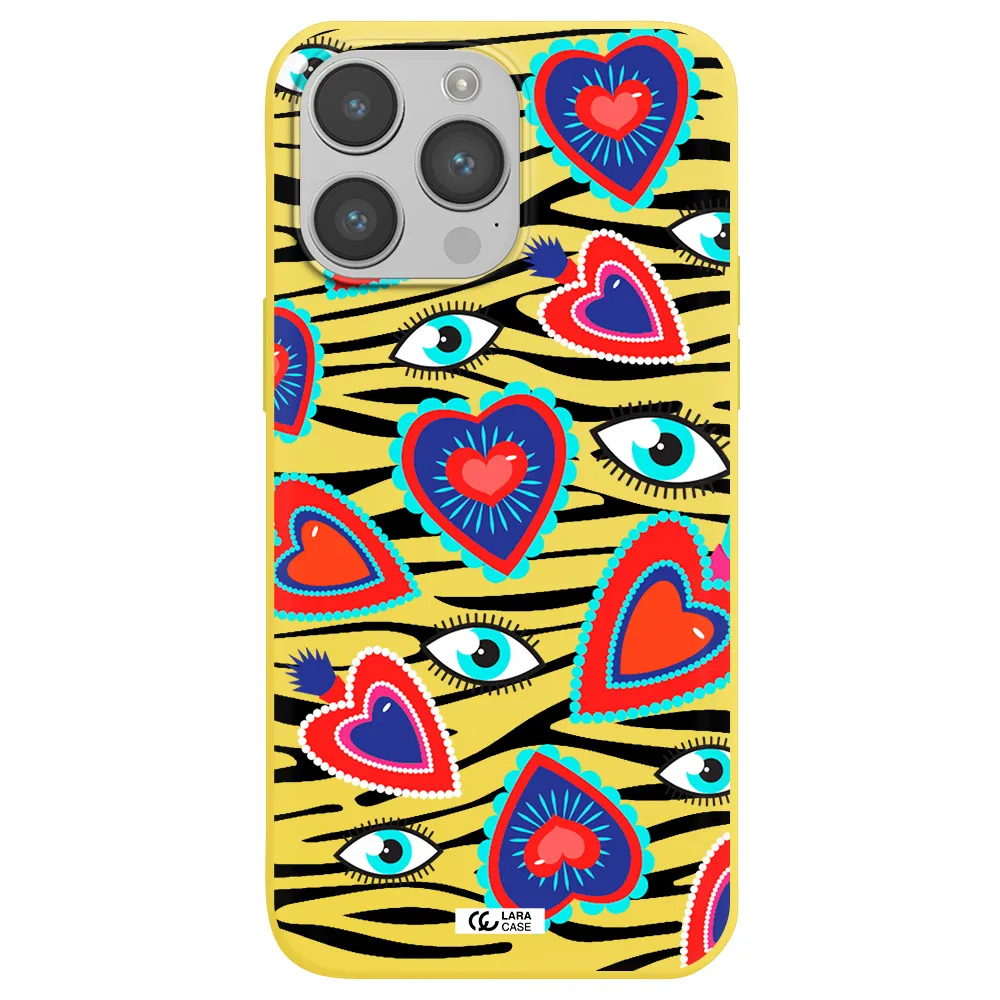 Eye Heart Apple iPhone 14 pro Silicone canary yellow Case
