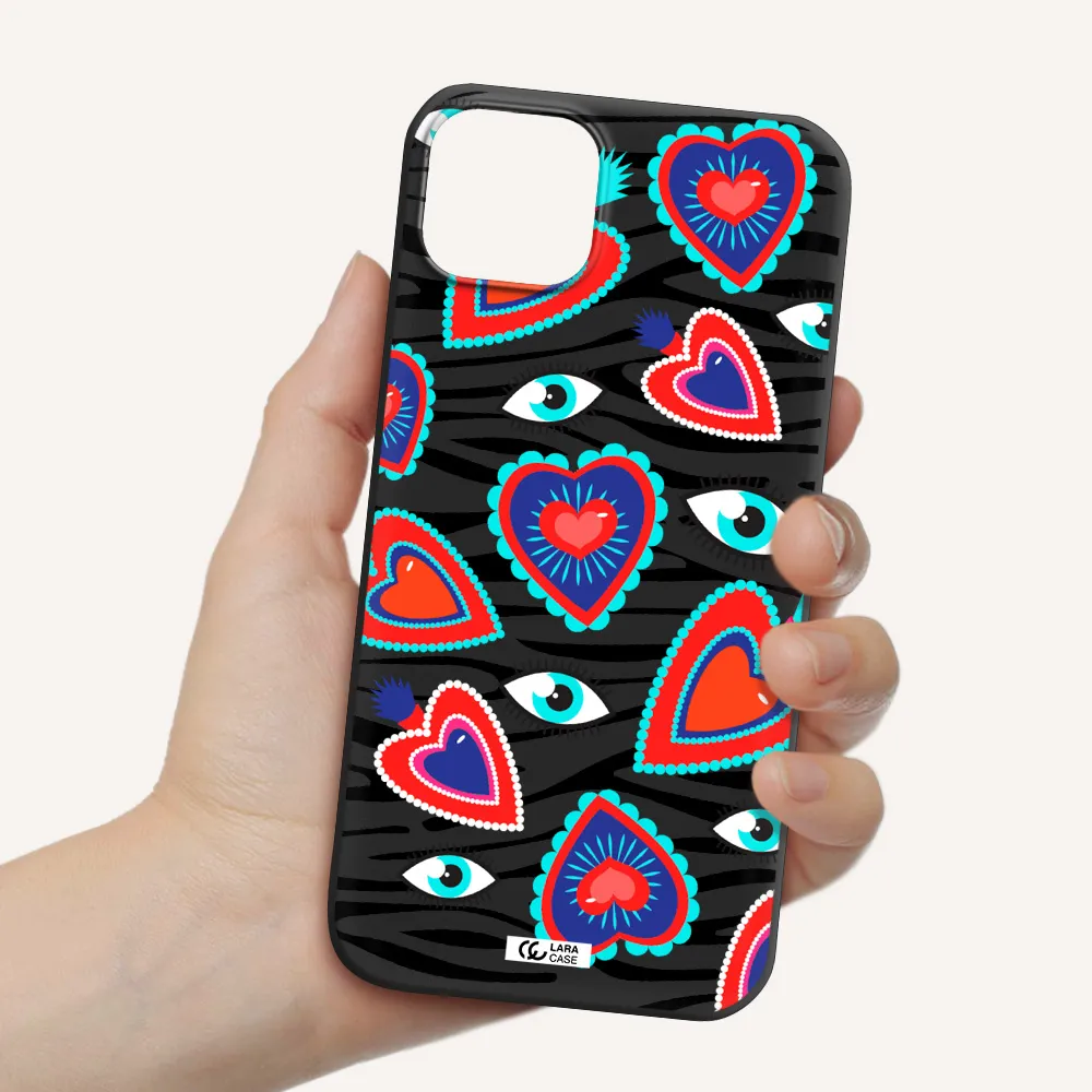 Eye Heart Apple iPhone 14 Silicone black Case