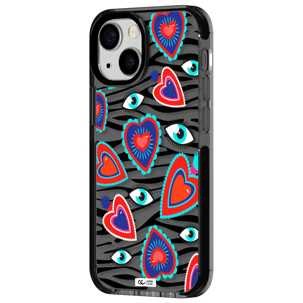 Eye Heart Apple iPhone 15 impact Smoke Black Case