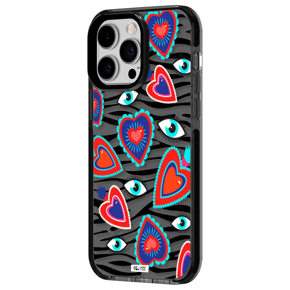 Eye Heart Apple iPhone 15 Pro impact Smoke Black Case