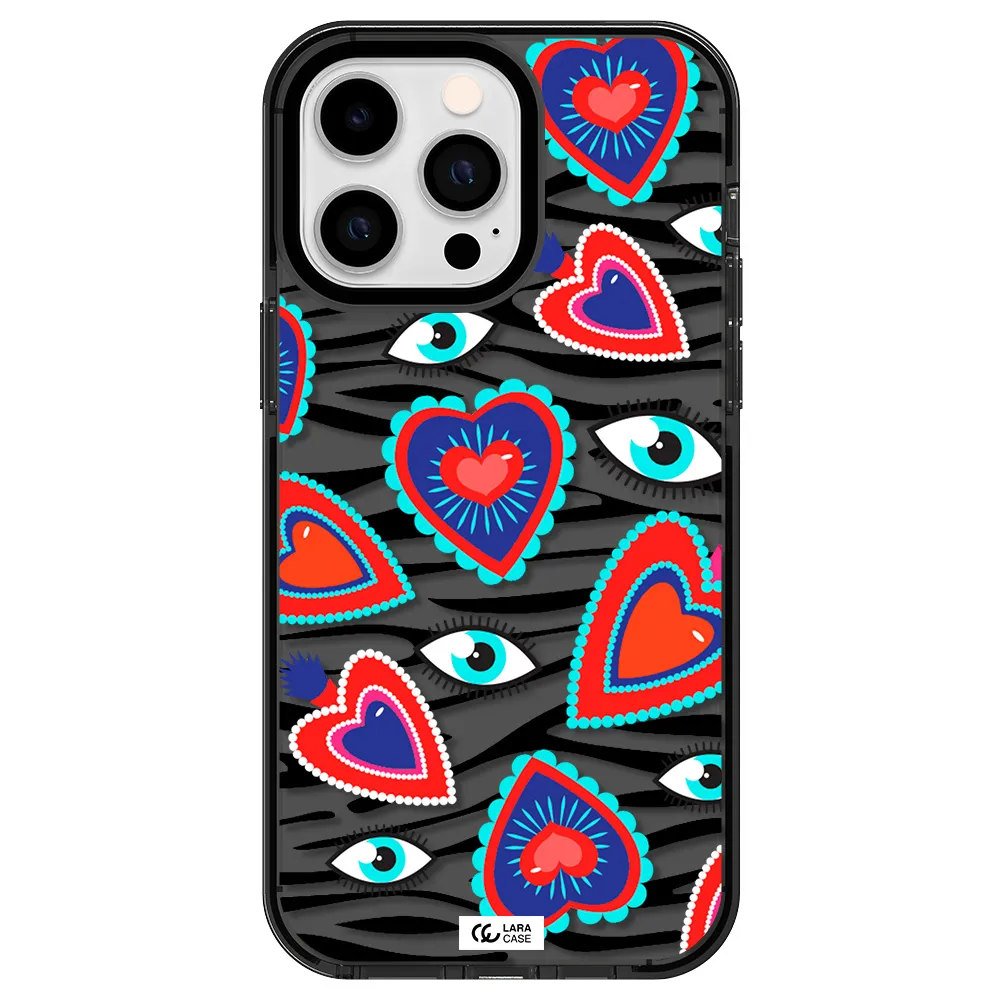 Eye Heart Apple iPhone 15 Pro Max impact Smoke Black Case