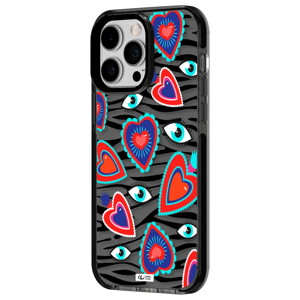 Eye Heart Apple iPhone 15 Pro Max impact Smoke Black Case