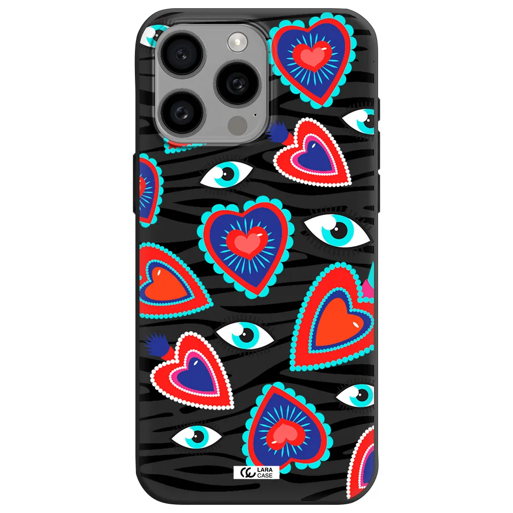 Eye Heart Apple Iphone 15 Pro max Silicone black Case