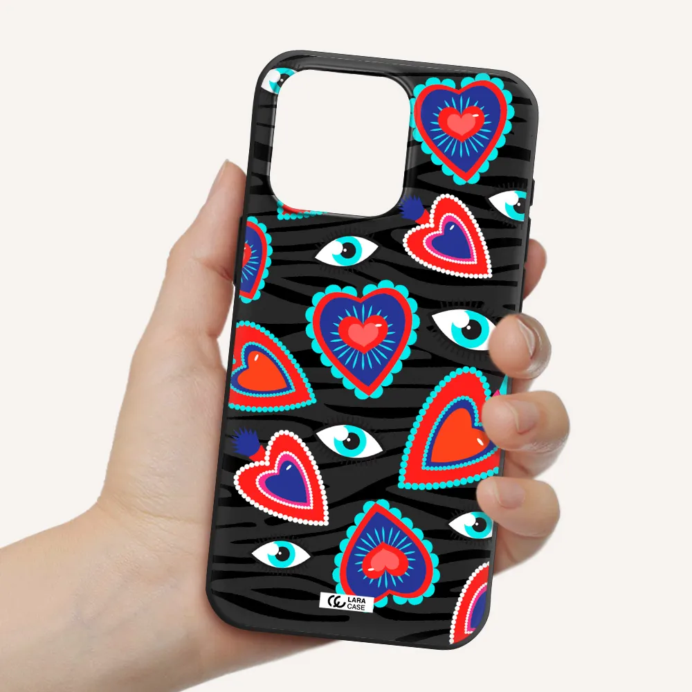 Eye Heart Apple Iphone 15 Pro max Silicone black Case