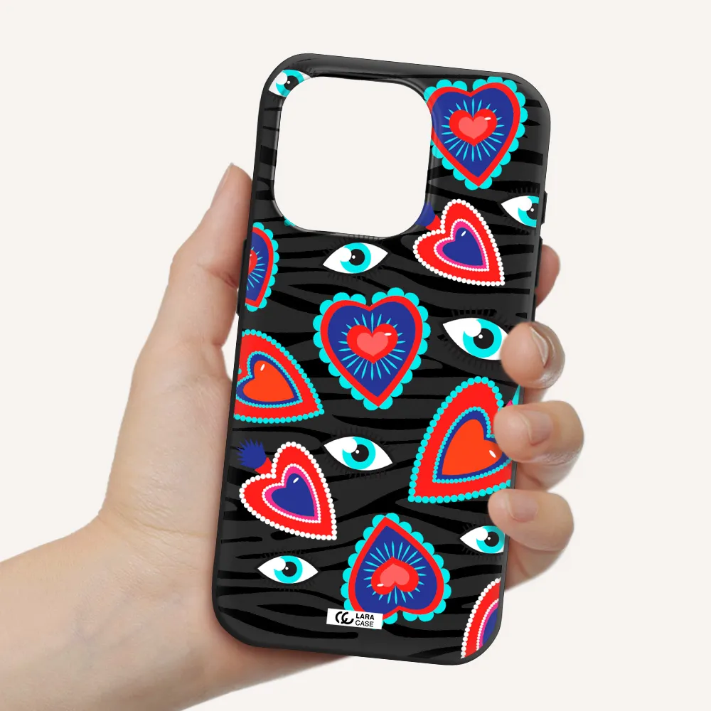 Eye Heart Apple Iphone 15 Pro Silicone Black Case