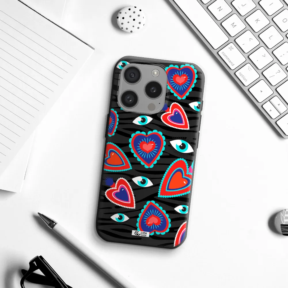 Eye Heart Apple Iphone 15 Pro Silicone Black Case