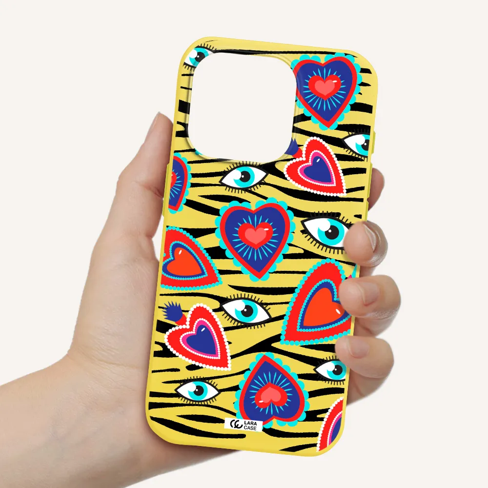 Eye Heart Apple Iphone 15 Pro Silicone Canary Yellow Case