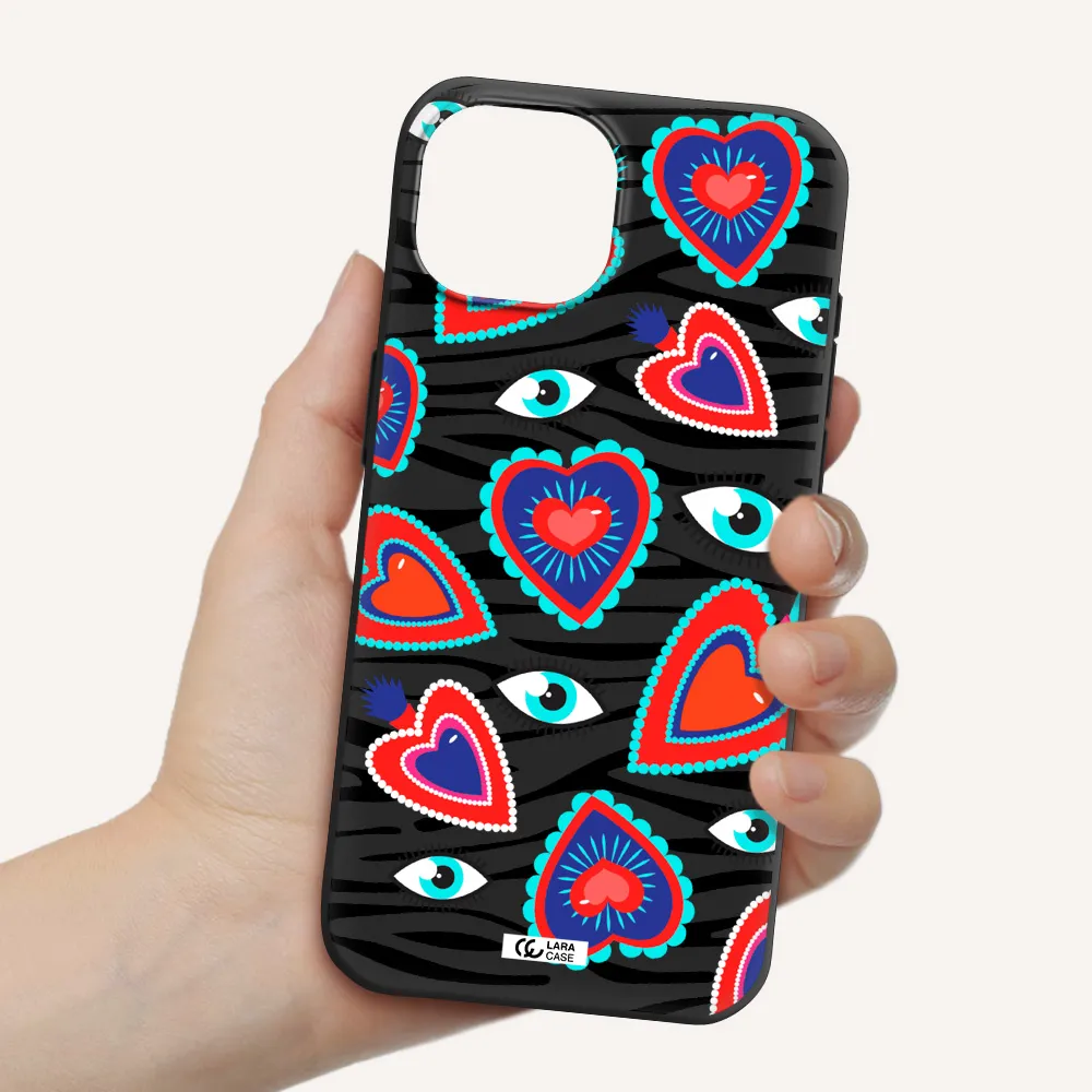 Eye Heart Apple iPhone 15 Silicone black Case