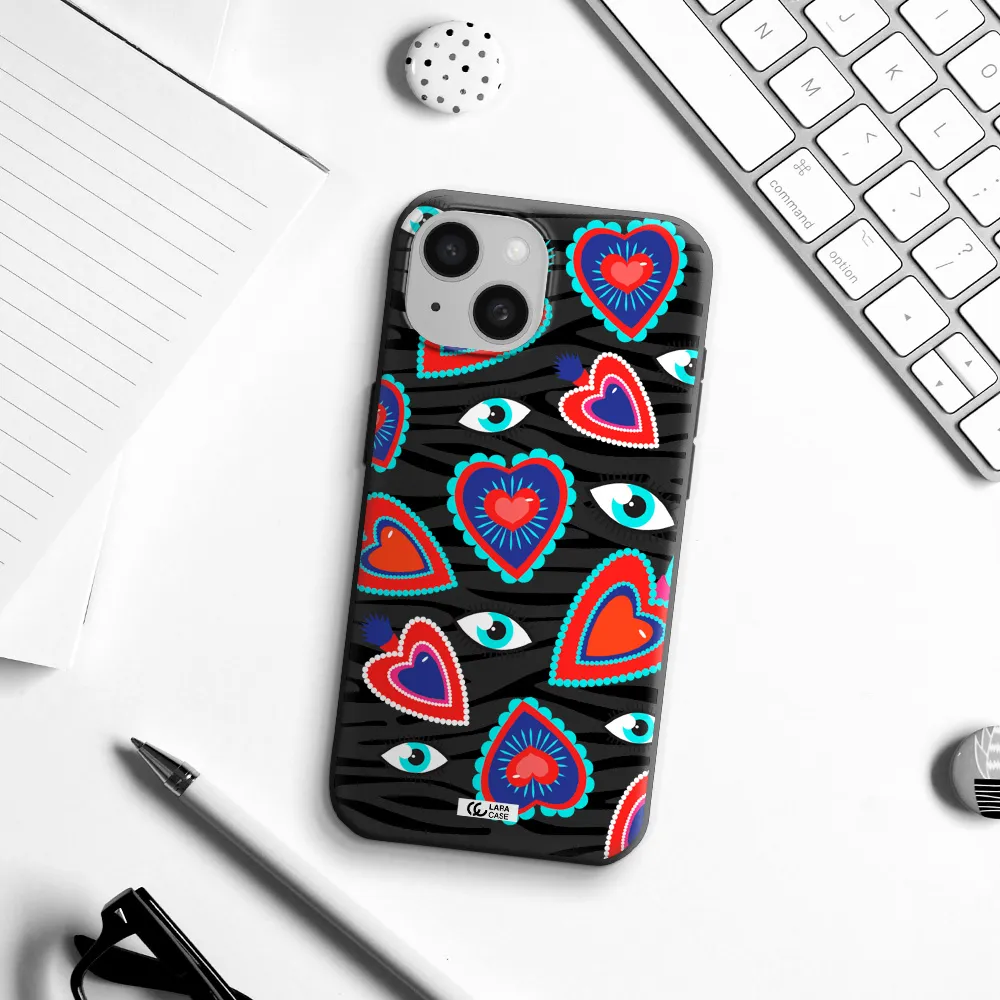 Eye Heart Apple iPhone 15 Silicone black Case