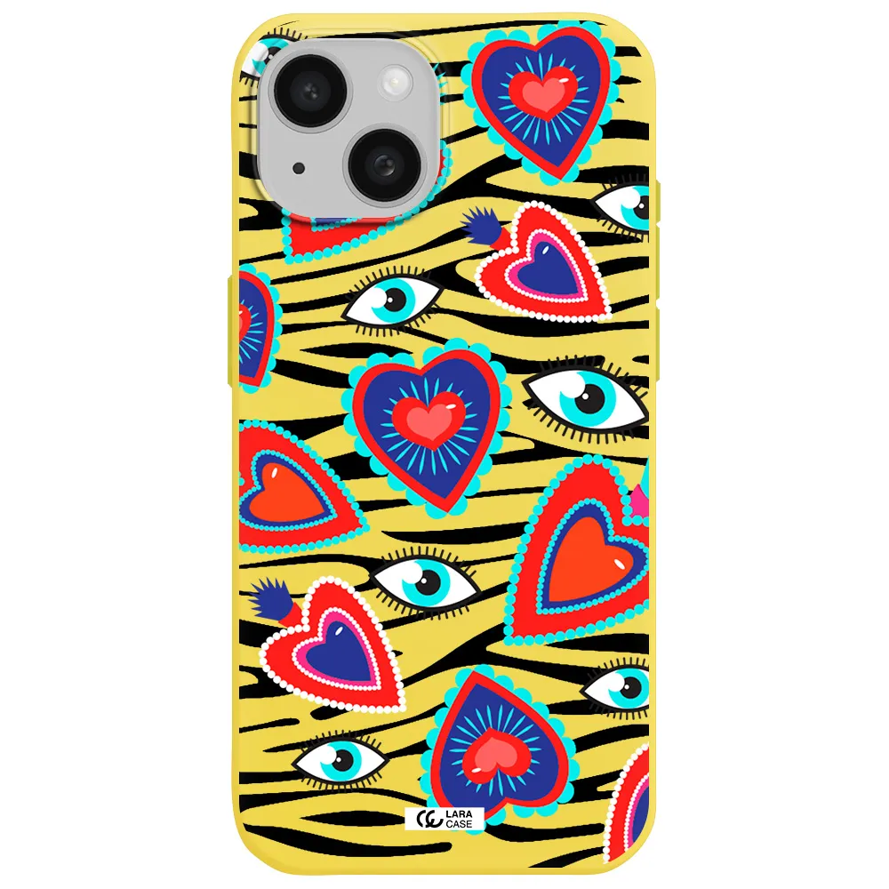 Eye Heart Apple iPhone 15 Silicone canary yellow Case