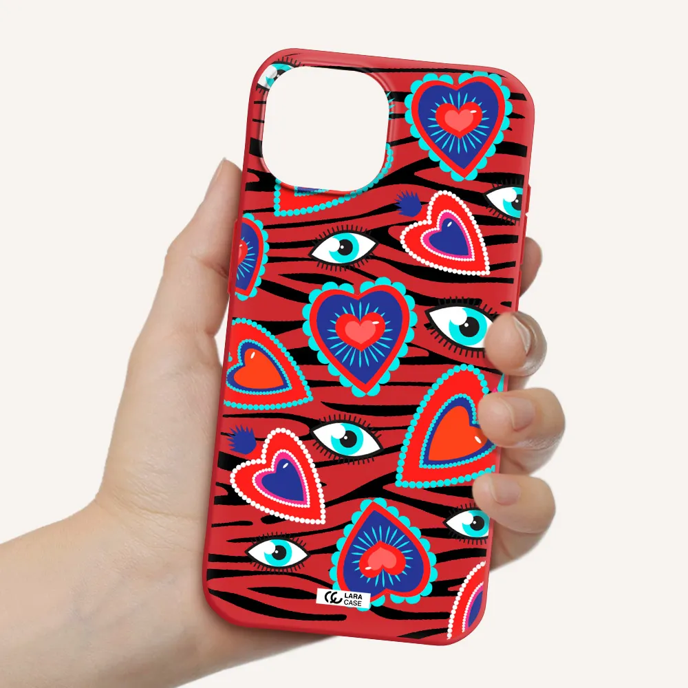 Eye Heart Apple Iphone 15 Silicone Imperial Red Case