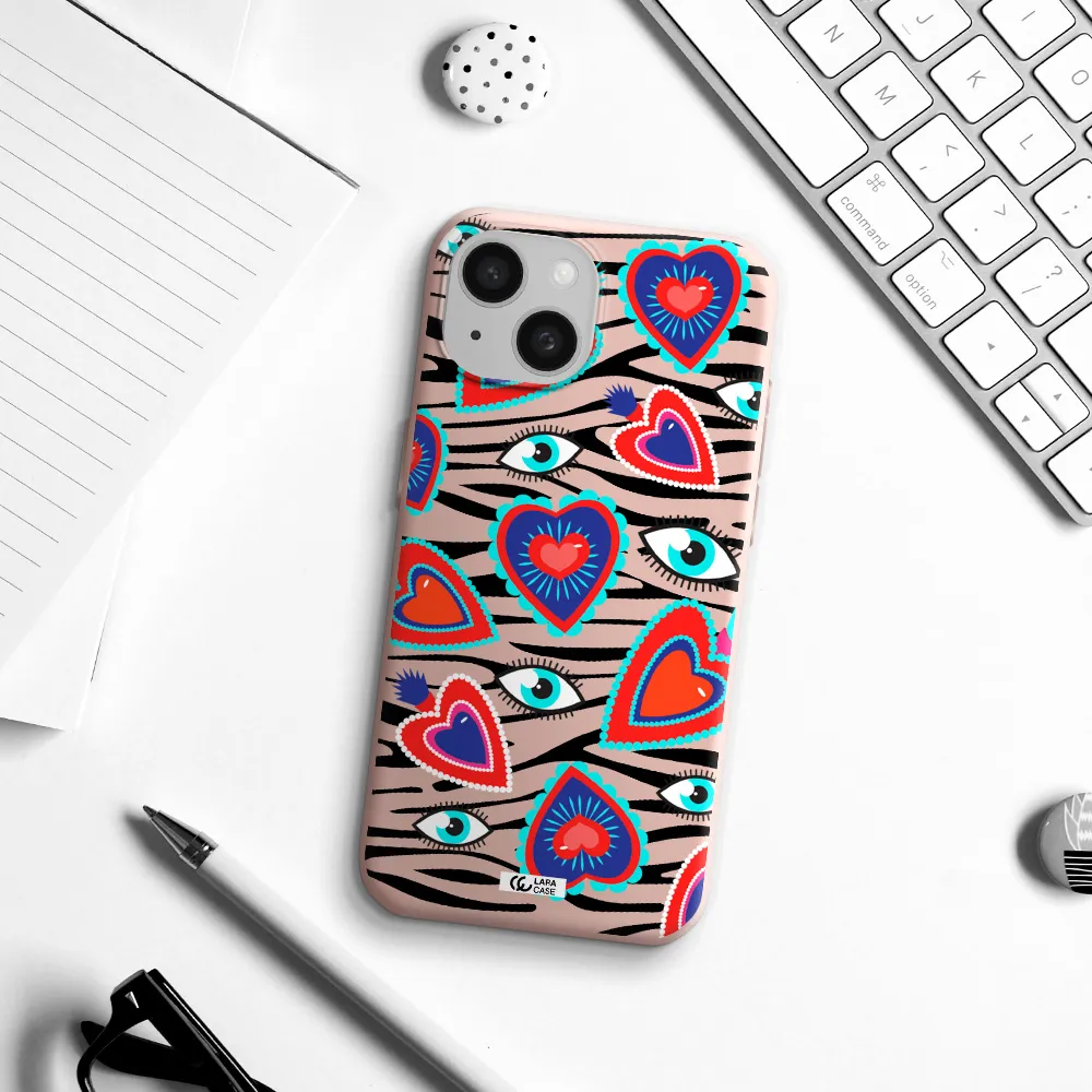 Eye Heart Apple Iphone 15 Silicone Pastel Pink Case