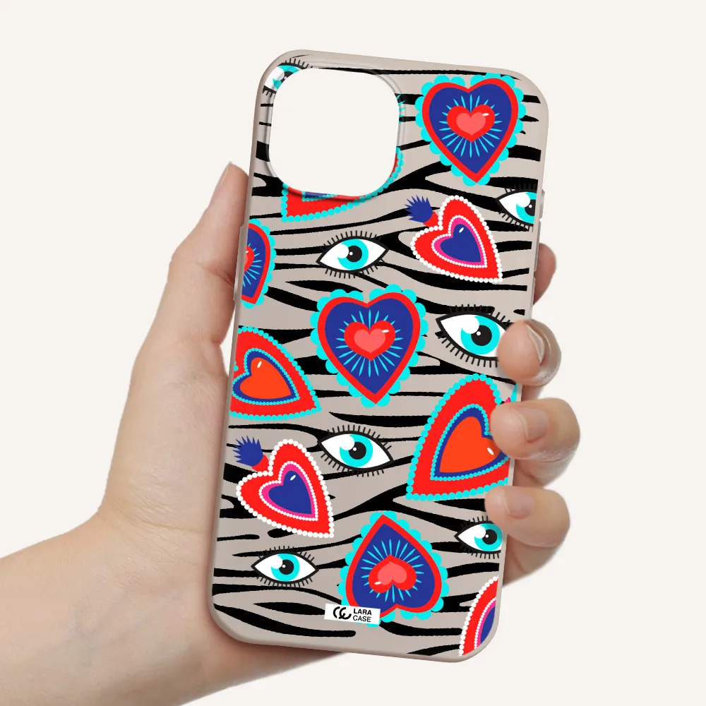 Eye Heart Apple iPhone 15 Silicone Stone Case