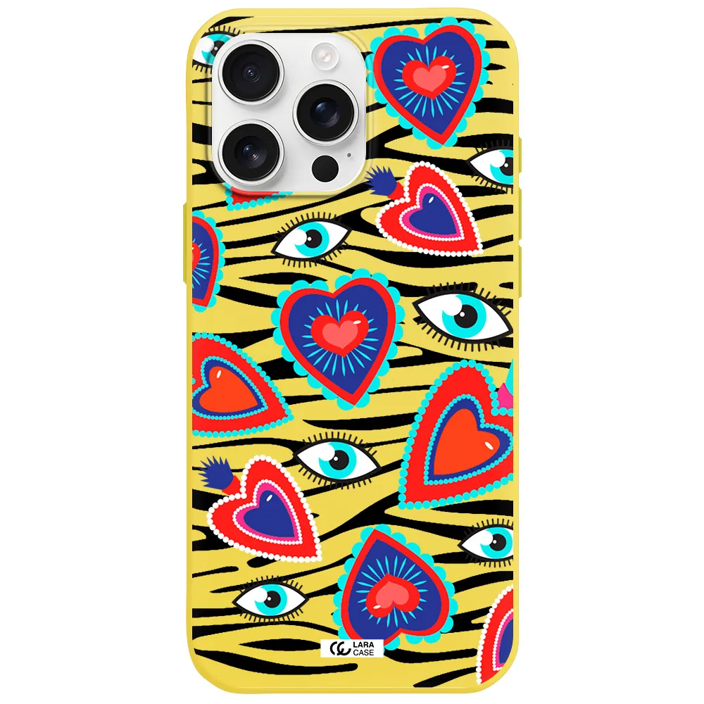 Eye Heart Apple Iphone 16 Pro Max Silicone Canary Yellow Case