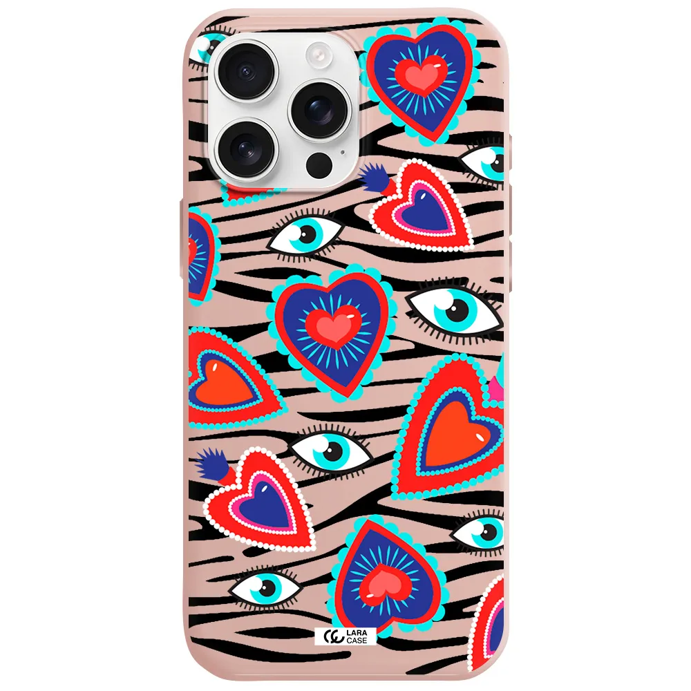 Eye Heart Apple Iphone 16 Pro Max Silicone Pastel Pink Case