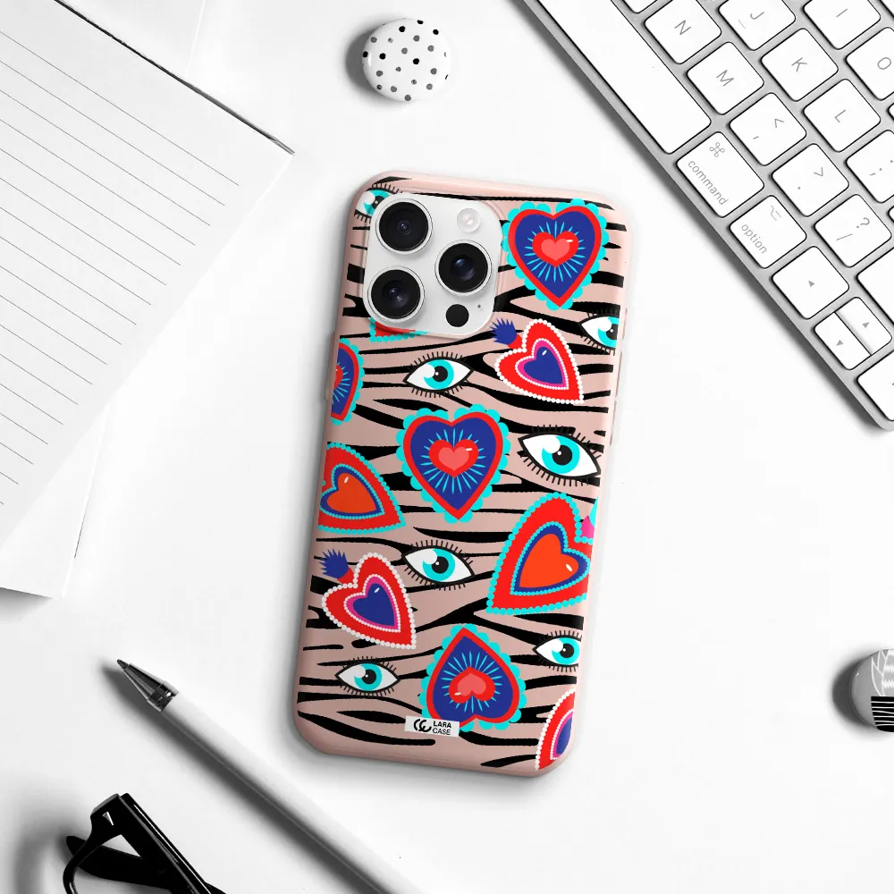 Eye Heart Apple Iphone 16 Pro Max Silicone Pastel Pink Case