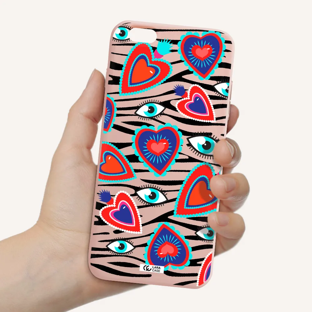 Eye Heart Apple iPhone 6 s plus Silicone pastel pink Case