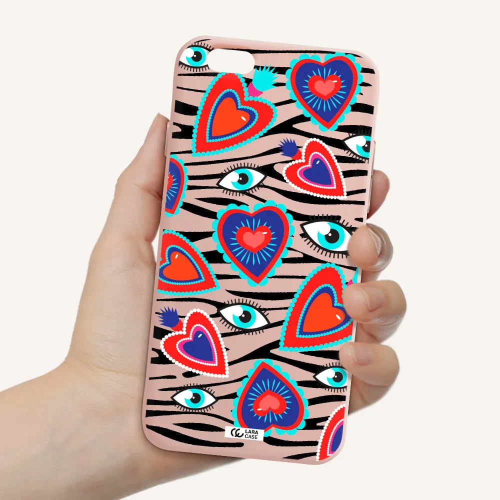 Eye Heart Apple iPhone 6 Silicone pastel pink Case