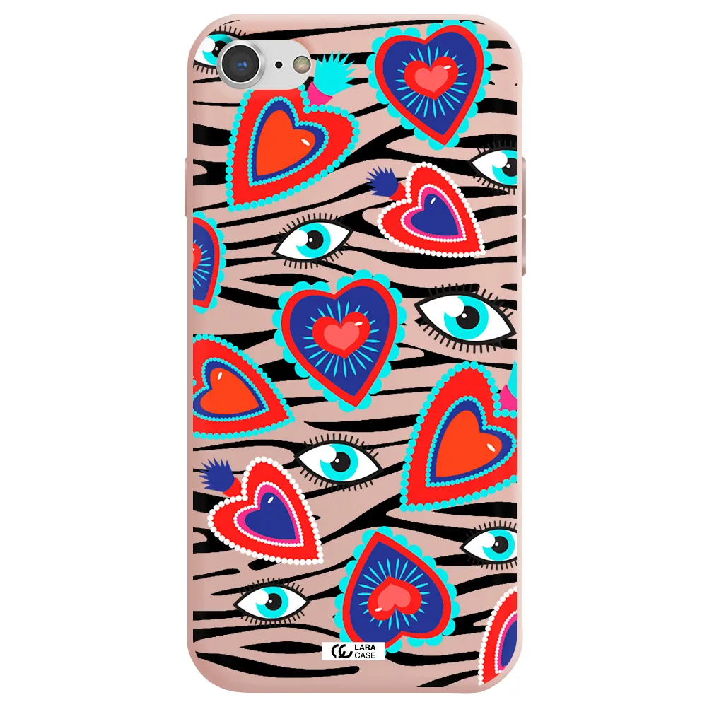 Eye Heart Apple iPhone 7 Silicone pastel pink Case