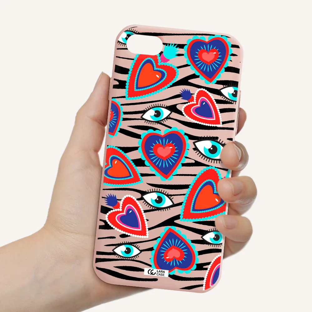 Eye Heart Apple iPhone 7 Silicone pastel pink Case