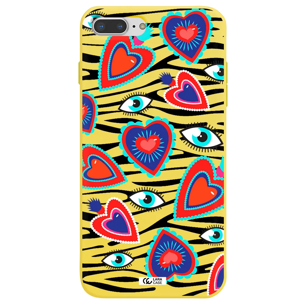 Eye Heart Apple iPhone 8 plus Silicone canary yellow Case
