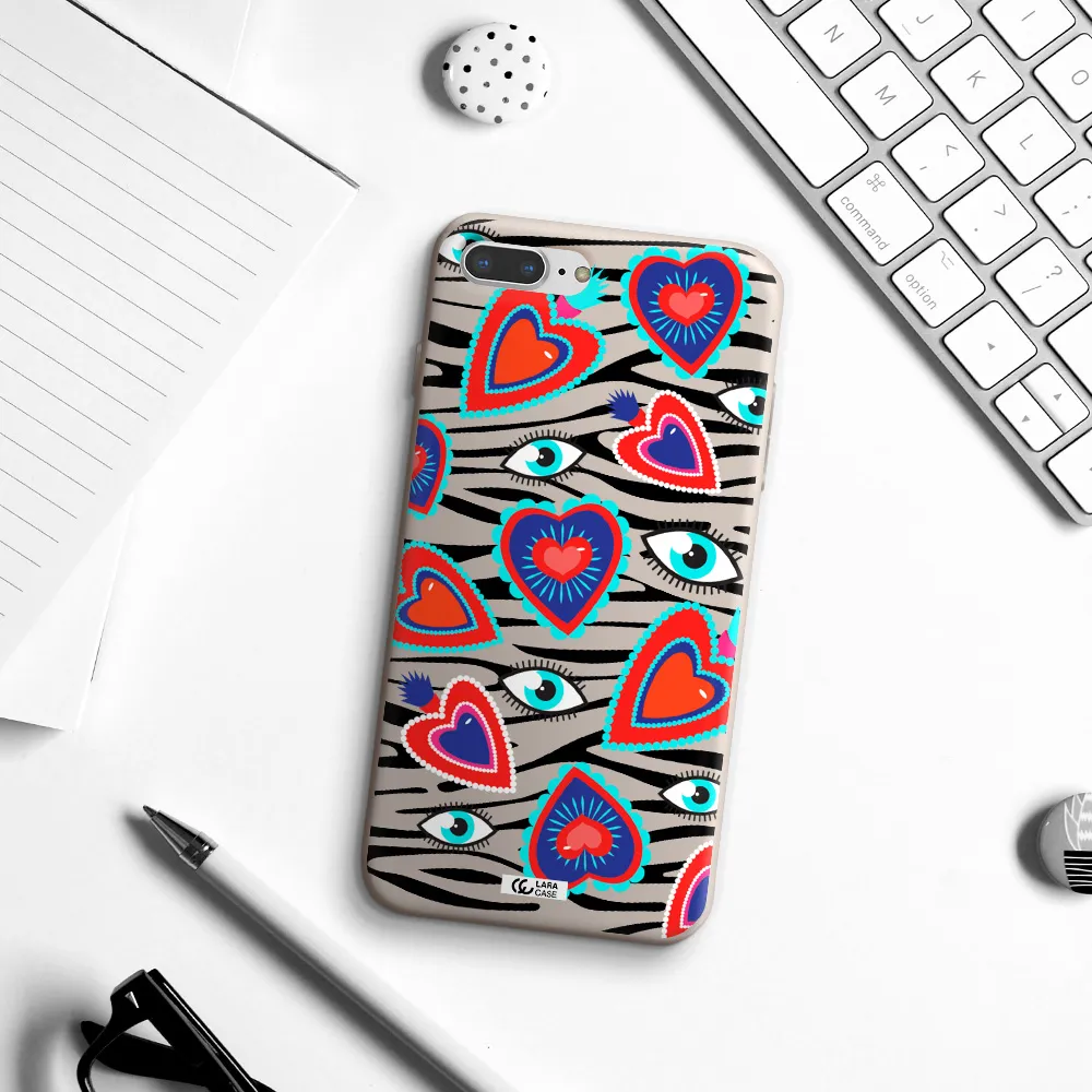 Eye Heart Apple iPhone 8 plus Silicone Stone Case