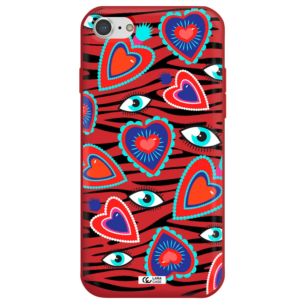 Eye Heart Apple iPhone 8 Silicone Imperial Red Case