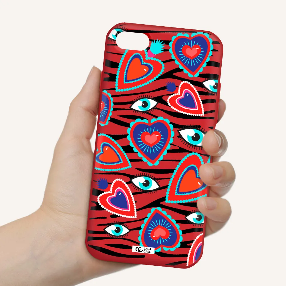 Eye Heart Apple iPhone 8 Silicone Imperial Red Case