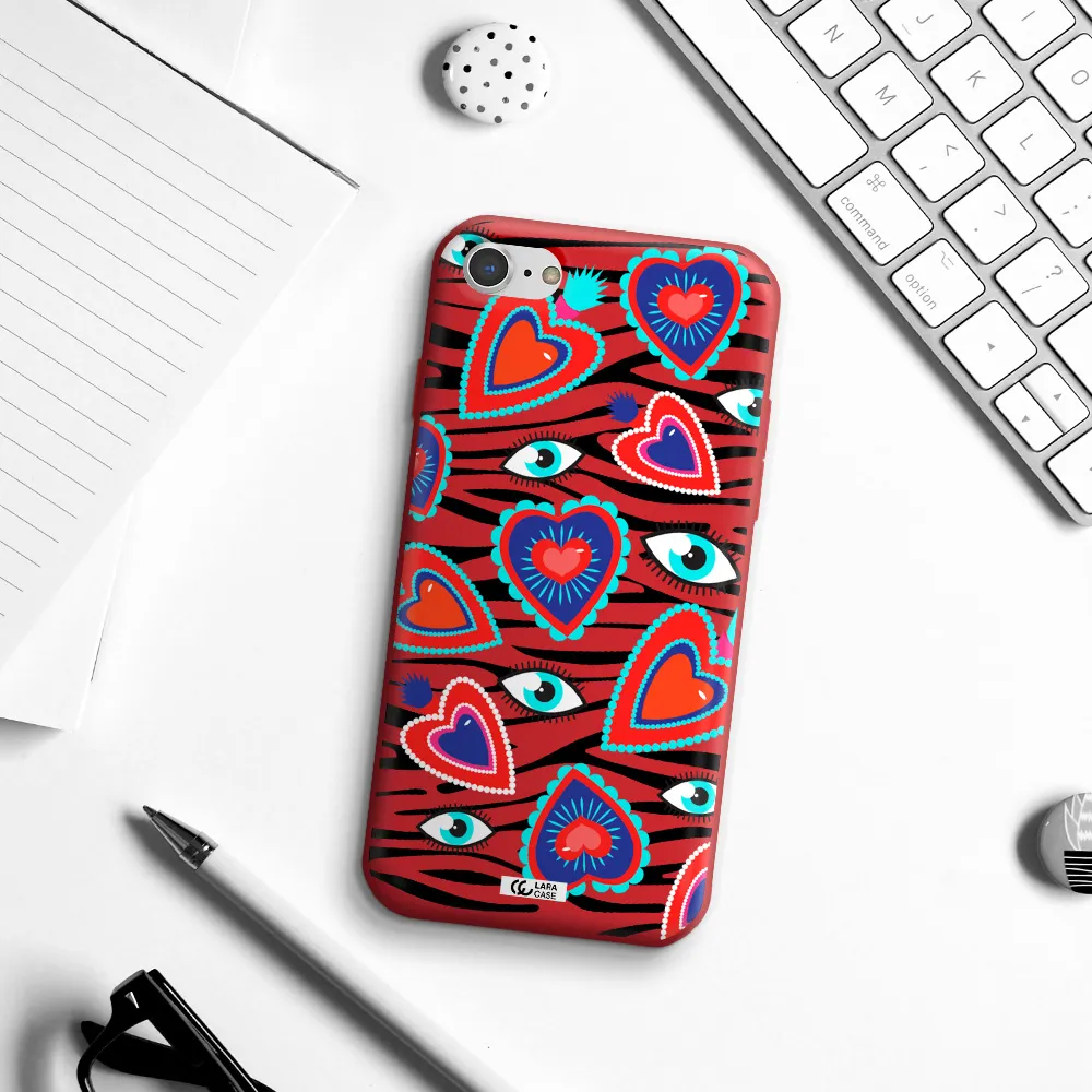 Eye Heart Apple iPhone 8 Silicone Imperial Red Case