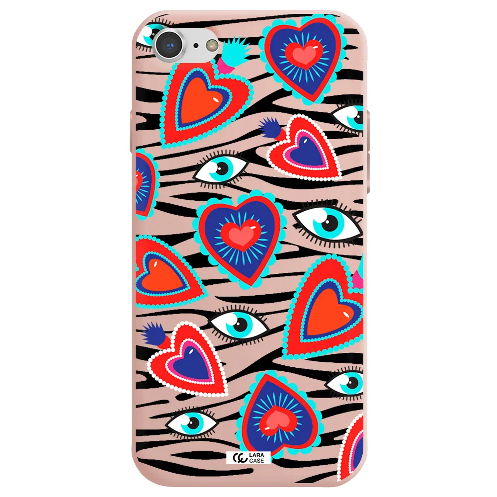 Eye Heart Apple iPhone 8 Silicone pastel pink Case