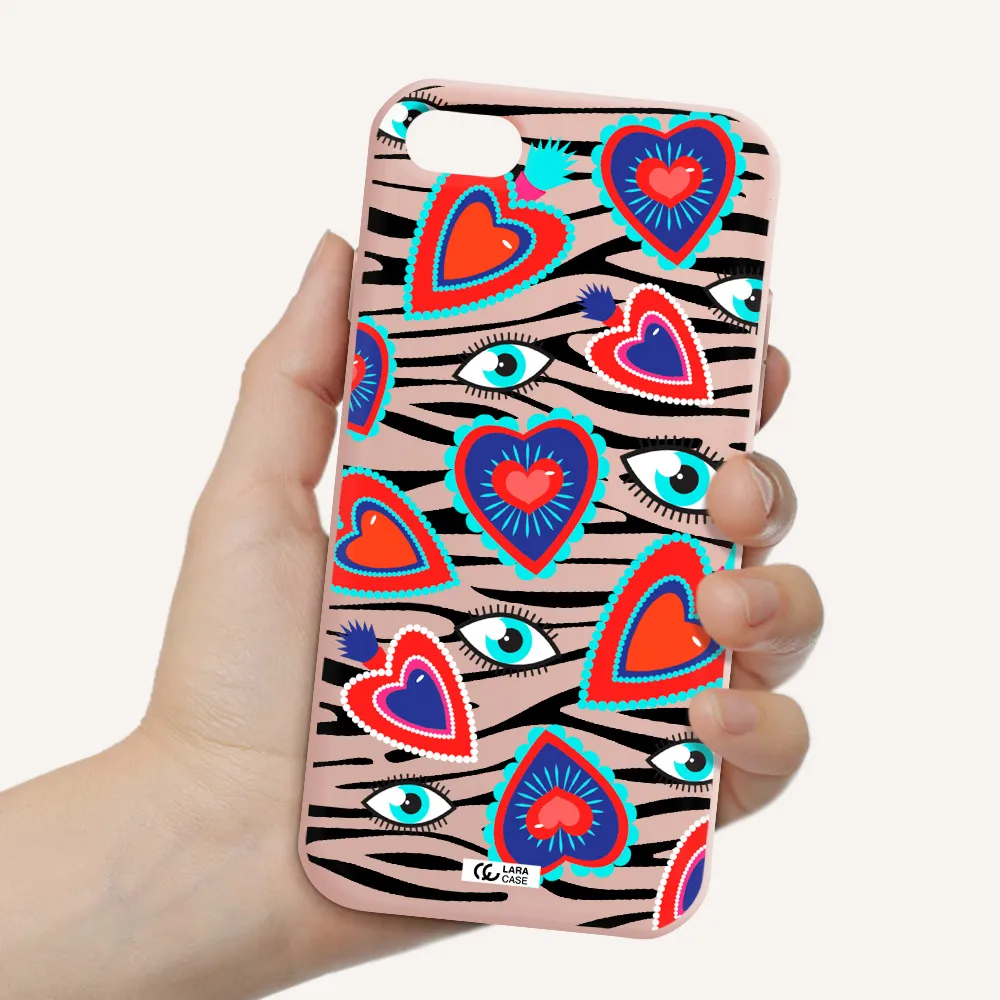 Eye Heart Apple iPhone 8 Silicone pastel pink Case