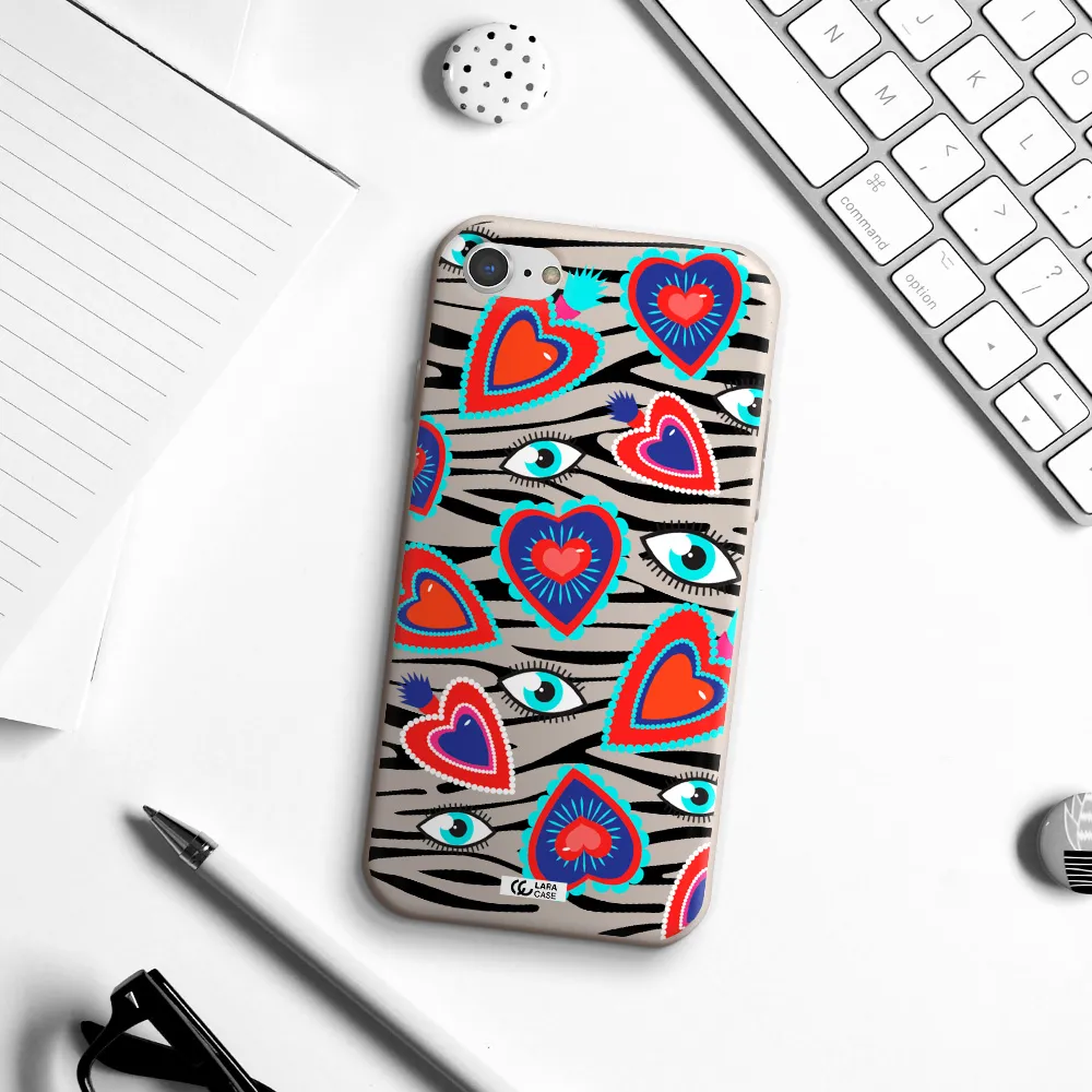 Eye Heart Apple iPhone 8 Silicone Stone Case