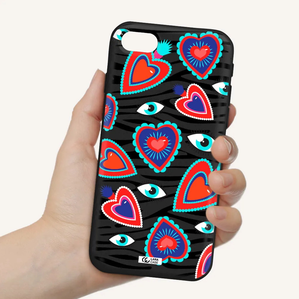 Eye Heart Apple iPhone se 2020 Silicone black Case