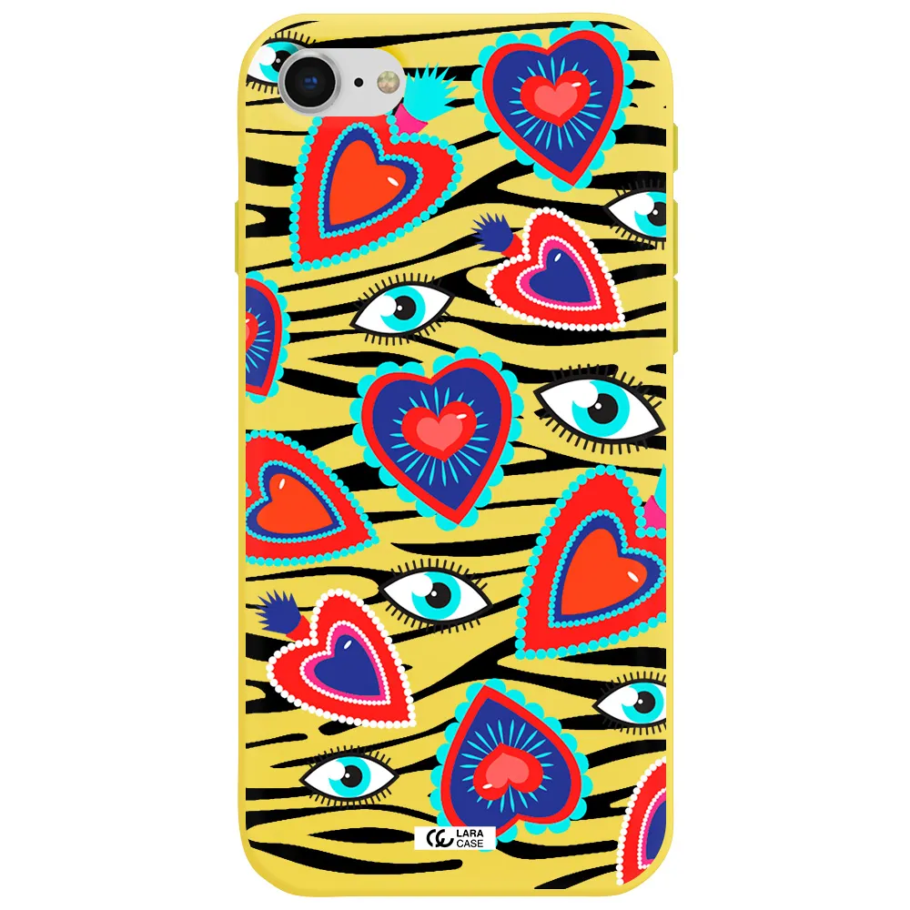Eye Heart Apple iPhone se 2020 Silicone canary yellow Case