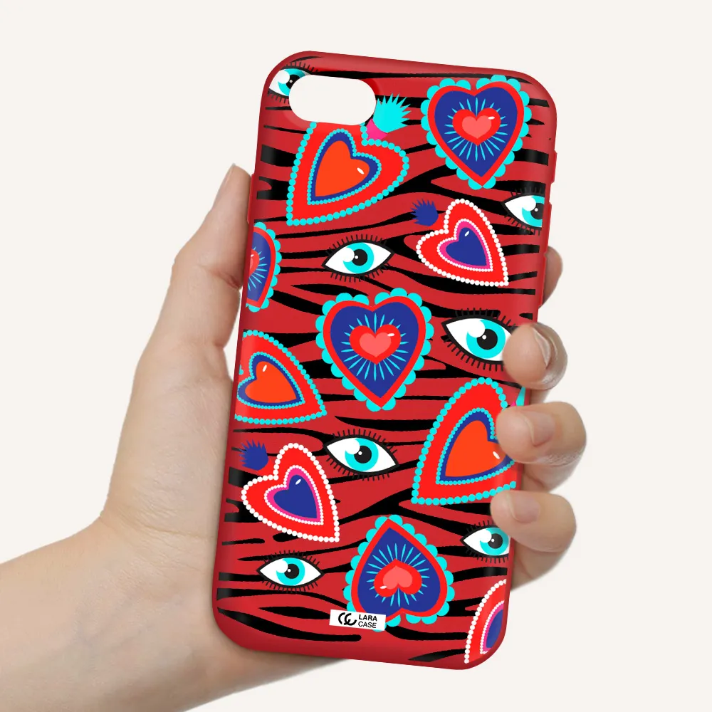 Eye Heart Apple iPhone se 2020 Silicone Imperial Red Case